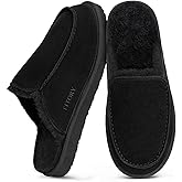 FITORY Men’s Faux Fur House Slippers,Slip on Cozy Winter Shoes for Indoor and Outdoor Size 7-14