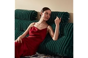 Rycwola Faux Fur Headboard Pillow with 2 Pack Neck Roll Pillow Large Headboard Pillow Soft and Supportive with Removable Cover (Green, King)