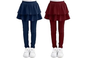 Cooraby 1/2/3 Pack Girls Leggings Toddler Girl Pants School Uniform Pants Warm Stretchy Skirt Leggings for Girls 2-14 Years