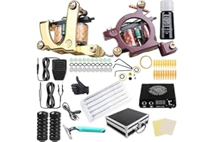 Dragonhawk Complete Tattoo Kit for Beginners 2 Pro Tattoo Machine Tattoo Power Supply Kit Tattoo Inks 20 Tattoo Needles Tips Tattoo Supplies