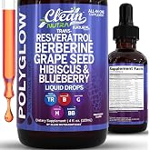Clean Nutra Trans-Resveratrol Berberine Liquid Drops with Grape Seed Extract, Vitamin C, Quercetin, Hibiscus &amp; Blueberry - All-in-One Polyphenol Antioxidant Supplement for Heart Health, 4 fl oz, Vegan