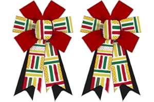 Threetols 2 Pack Juneteenth Wreath Bows, Black History Month Bows for Wreath African American Decoration Bows for Indoor Outdoor Home Juneteenth Freedom Party DIY Craft Wreath Bow Decor