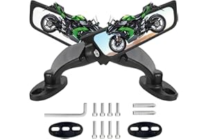 Scillky Large Size Motorcycle Mirrors, Adjustable Stealth Wind Wing Side Rearview Mirrors, Compatible with Kawasaki Ninja 650 2025 500 400 300 ZX14R ZX10R ZX6R ZX4RR Suzuki GSXR 1000 750 600 250