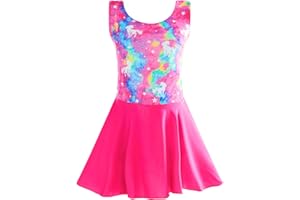 TENVDA Girls Ballet Leotards with Skirt Sparkly Sleeveless Gymnastics Dance Dresses Outfit (Toddler/Little Kid/Big Kids)