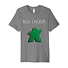 Mens Hello, I'm Green Meeple. Board Games t-shirt XL Slate