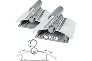 PIGLOG Baby Hangers for Closet Adjustable, Extendable & Stackable Kids Hangers, 11~14inch Non-Slip Plastic Kid Hangeres, Toddler Hangeres for Infant Baby Toddler Children Nursery Teen, Gray, 60PACK