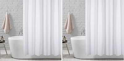 ANSIO Shower Curtain Mould and Mildew Resistant 180 x 180 cm White Pack of 2