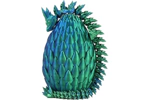EXQDYNM 3D Printed Dragon Egg Toy 12" Crystal Articulated Dragon with Eyes Decor collectible