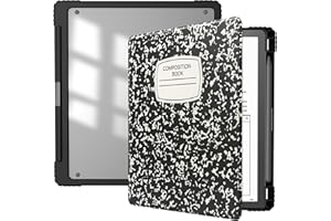 HGWALP Slimshell Clear Case for Kindle Scribe 10.2" (2024/2022 Release),Kindle Scribe Case Cover 10.2 inch 2024/2022 with Pen Holder and Auto Sleep/Wake Function-Composition Book