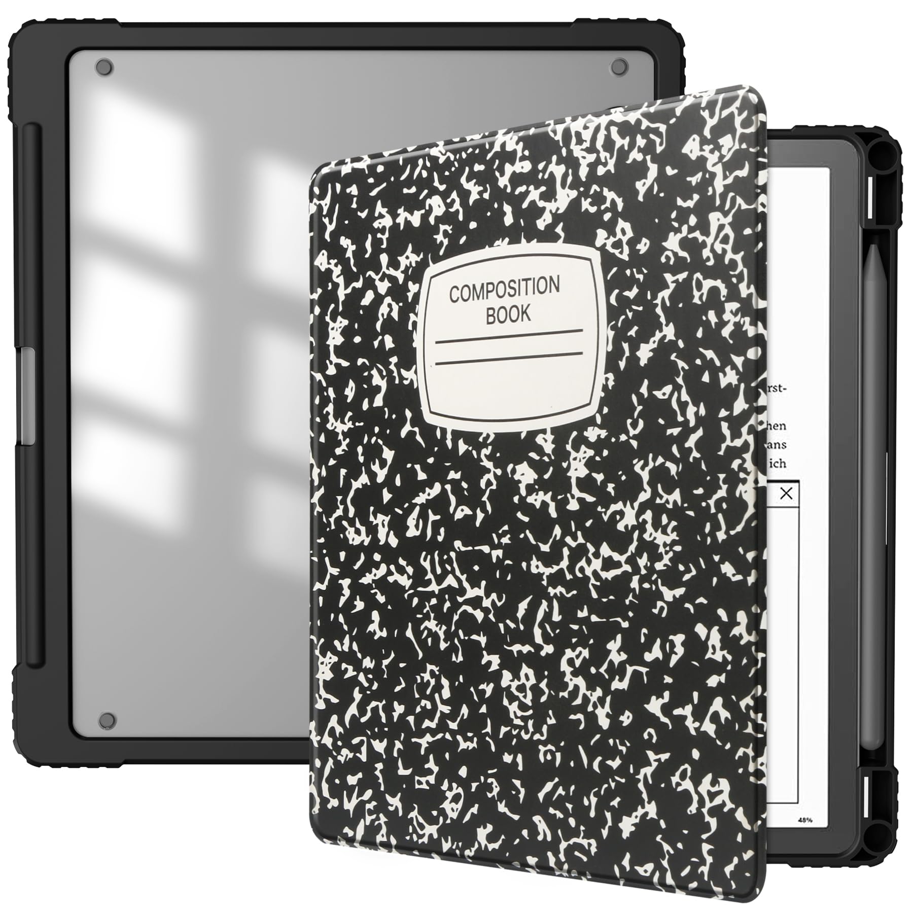 Photo 1 of HGWALP Slimshell Clear Case for Kindle Scribe 10.2" (2024/2022 Release),Kindle Scribe Case Cover 10.2 inch 2024/2022 with Pen Holder and Auto Sleep/Wake Function-Composition Book