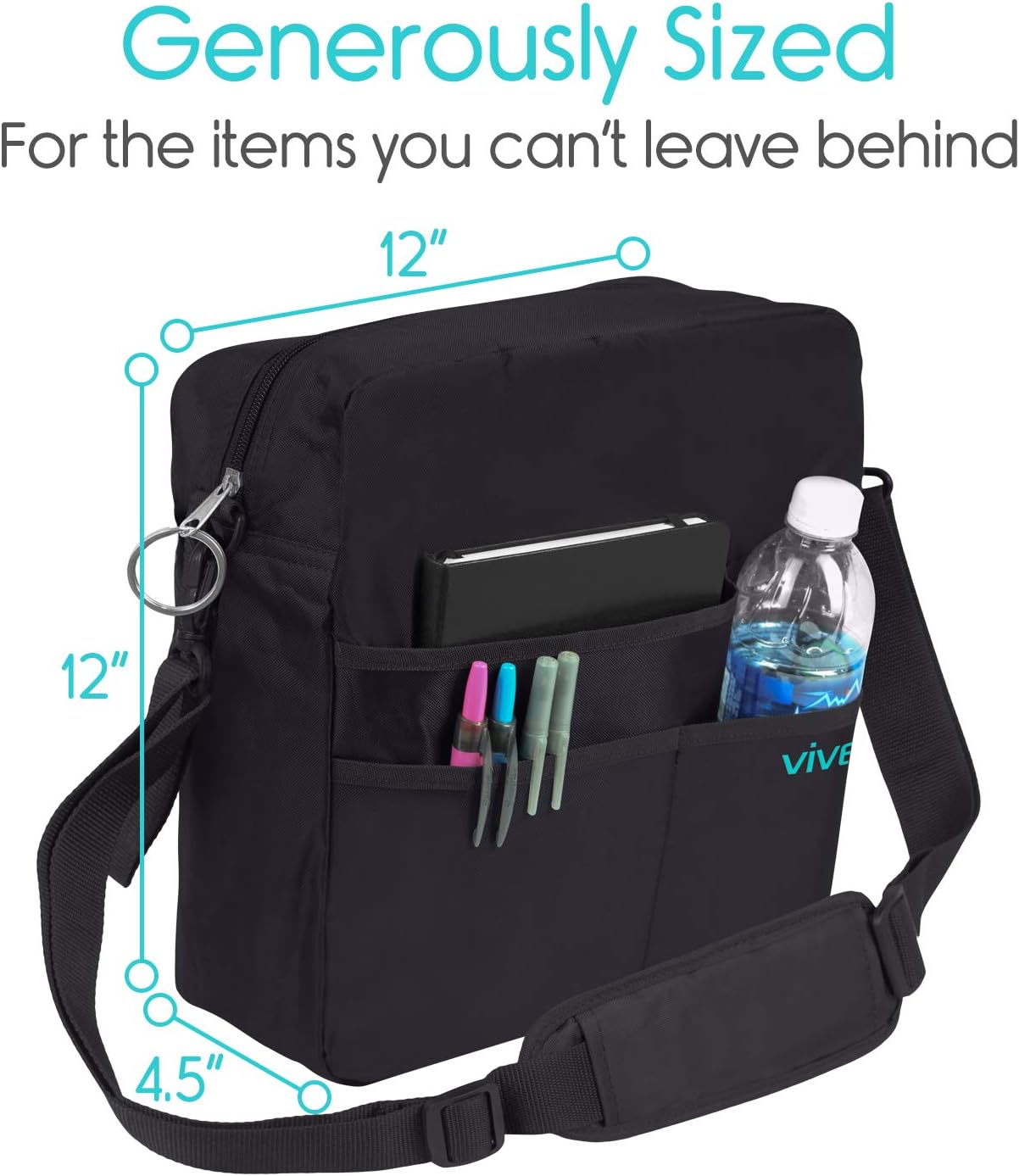 Vive Rollator Bag - Universal Travel Tote for Carrying Accessories on Wheelchair, Rolling Walkers & Transport Chairs - Lightweight Laptop Basket for Handicap, Disabled Medical Mobility Aid Pouch: Health & Personal Care