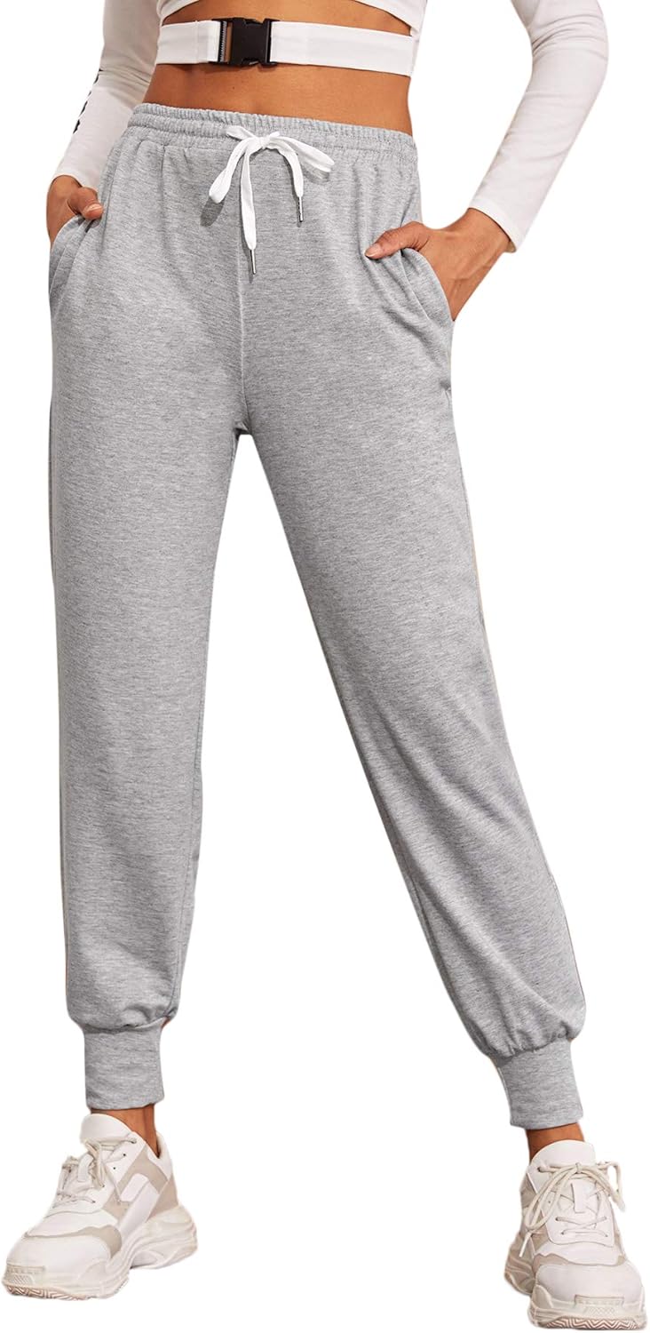 SweatyRocks Women's Drawstring Waist Athletic Sweatpants Jogger Pants with Pocket at  Women’s Clothing store