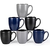 GBhome 12oz Coffee Mugs Set of 6,Ceramic Coffee Mugs for Man, Woman, Dad, Mom, Modern Coffee Mugs Set with handle for Tea/Latte/Cappuccino/Milk/Cocoa. Dishwasher&Microwave Safe,Multi-Color