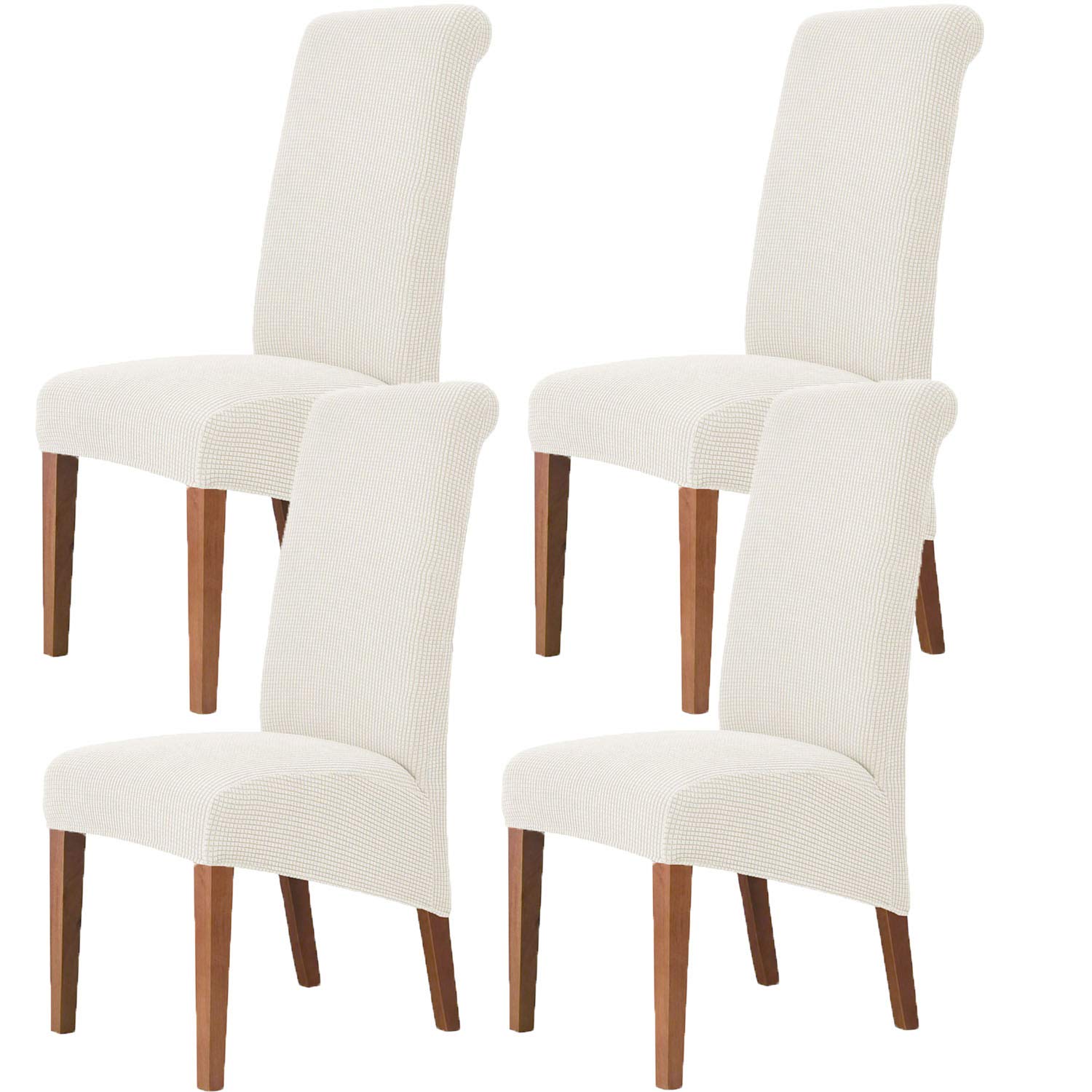Photo 1 of Deisy Dee Stretch XL/Oversized Soft Spandex Extra Large Dining Room Chair Covers for Kitchen Dining?Removable Washable Chair Protectors Slipcovers (Off White, 4)