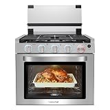 AMZCHEF RV Gas Range Stove 12V. Range Oven for RV Use with 3 Burners,Gas Oven, 28,100BTU, Open Flame Configuration, Knob work indicator, Heavy Duty Cast Iron Grates (Large 21 inch)