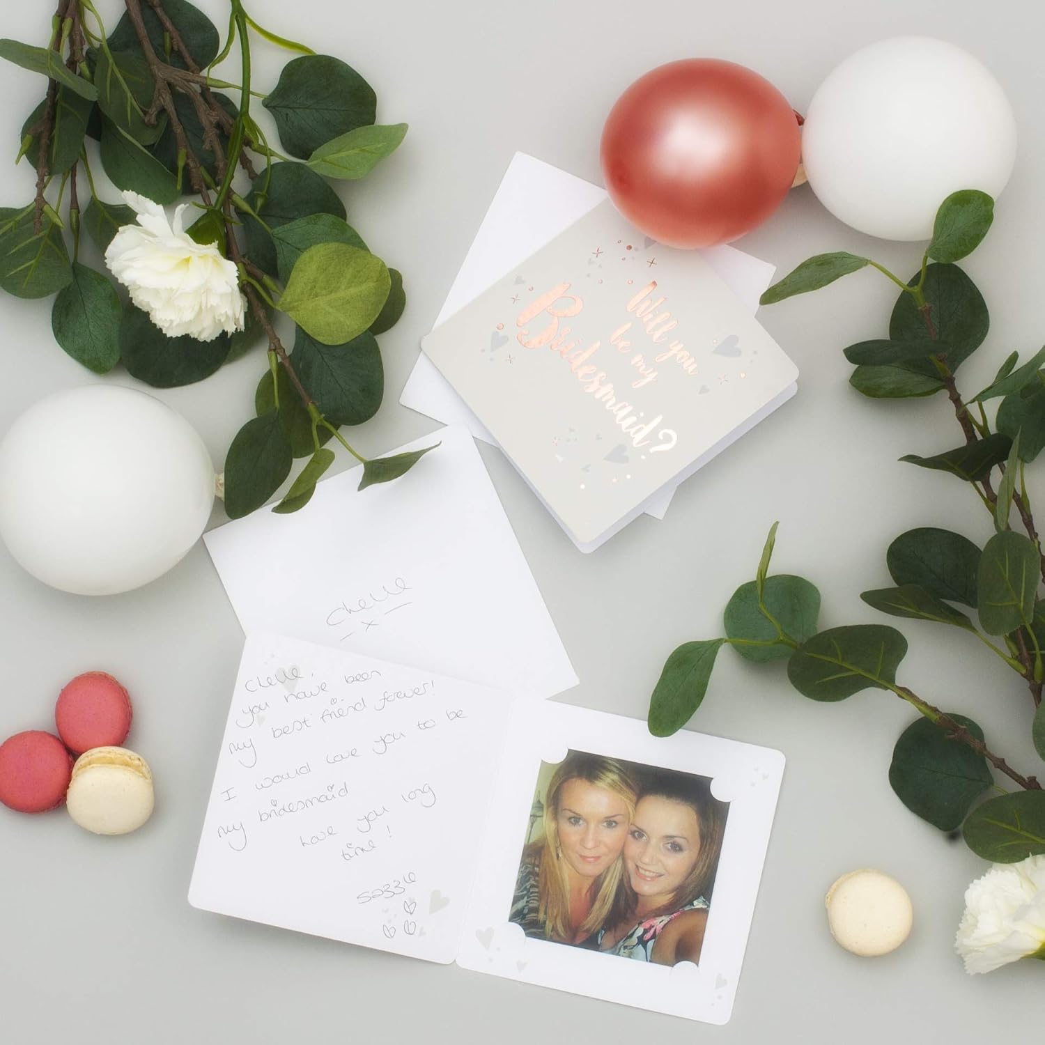 Will You Be My Bridesmaid Cards - Rose Gold with Personalised Photo Insert (4 Pack), 13cm x 13cm - Image 3