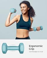 SONGMICS Dumbbells Set 2 x 2kg Hex Neoprene Coated Pale Blue SYL904Q01 view 3