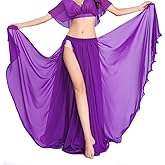 ROYAL SMEELA Chiffon Belly Dance Skirt Slit Long Belly Dancing Skirt Tribal Bellydance Skirts Belly Dance Costume for Women