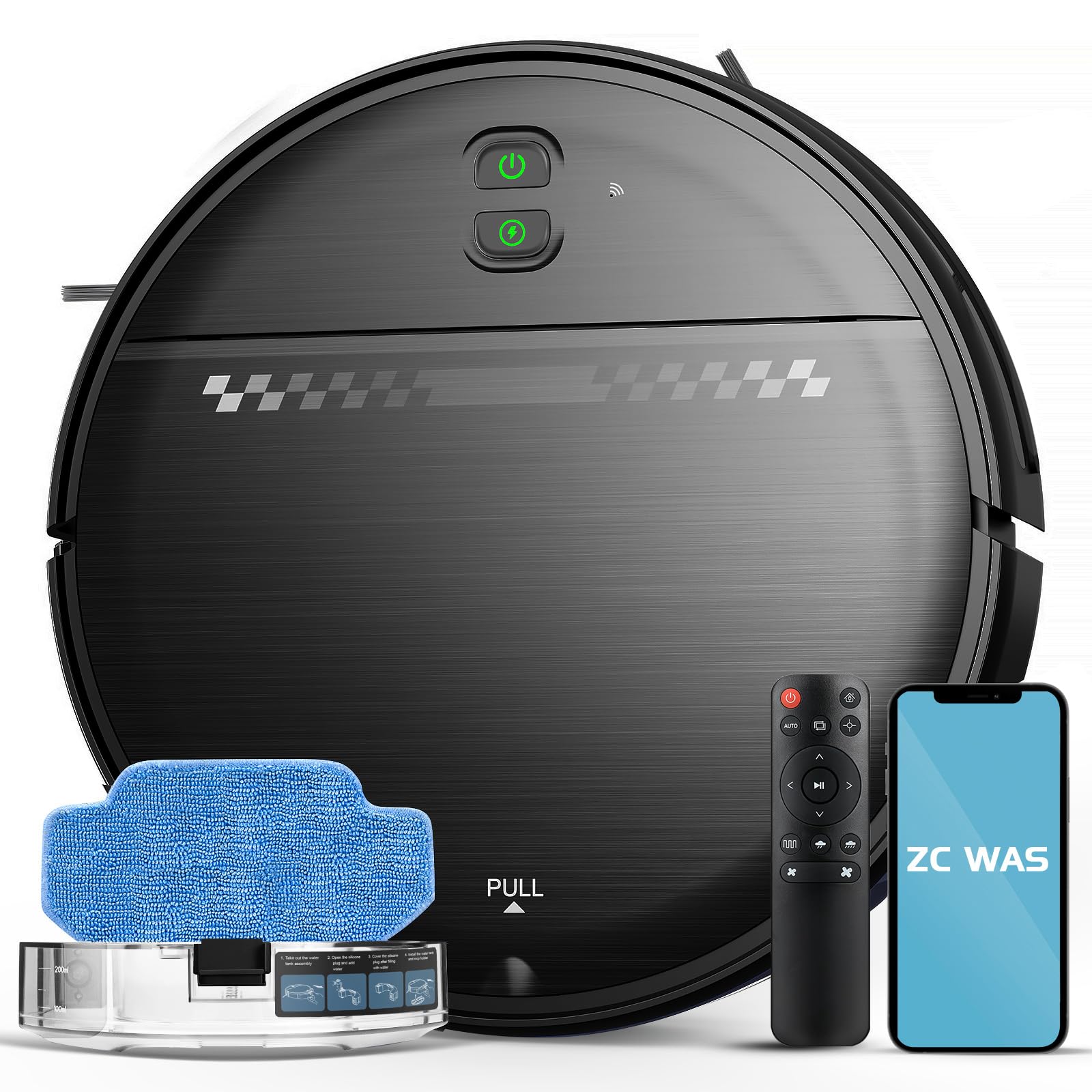Photo 1 of ZC WAS Robot Vacuum and Mop Combo, 2-in-1 Robot Vacuum Cleaner, Perfect for Pet Hair, Hard Floor and Carpet, Anti-Bump, Anti-Fall, App, Voice and Remote Control