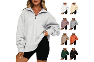 Lepunuo Womens Oversized Half Zip Sweatshirt Quarter Zip Pullover Long Sleeve Hoodie Sweater Teen Girls Y2K Fall Tops 2023