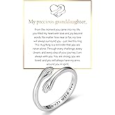 RANKEEF S925 Sterling Silver Hug Ring for Granddaughter Daughter Adjustable Ring for Women Hope Rings for Granddaughter Birthday Christmas Gifts for Daughters Tarnish Free Jewelry Gift for Her