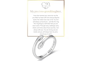 RANKEEF S925 Sterling Silver Hug Ring for Granddaughter Daughter Adjustable Ring for Women Hope Rings for Granddaughter Birthday Christmas Gifts for Daughters Tarnish Free Jewelry Gift for Her