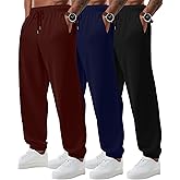 August Alley 3 Pack Big and Tall Sweatpants for Men Athletic Workout Jogger Lounge Pants with Pockets and Drawstring