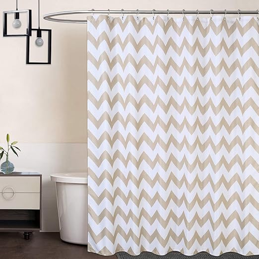 Amazon Com Caromio Shower Curtain Chevron Striped Fabric Shower