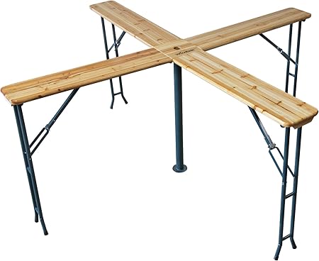 Woodside Pliante En Bois Table De Biere Avec Parapluie Trou Jardin