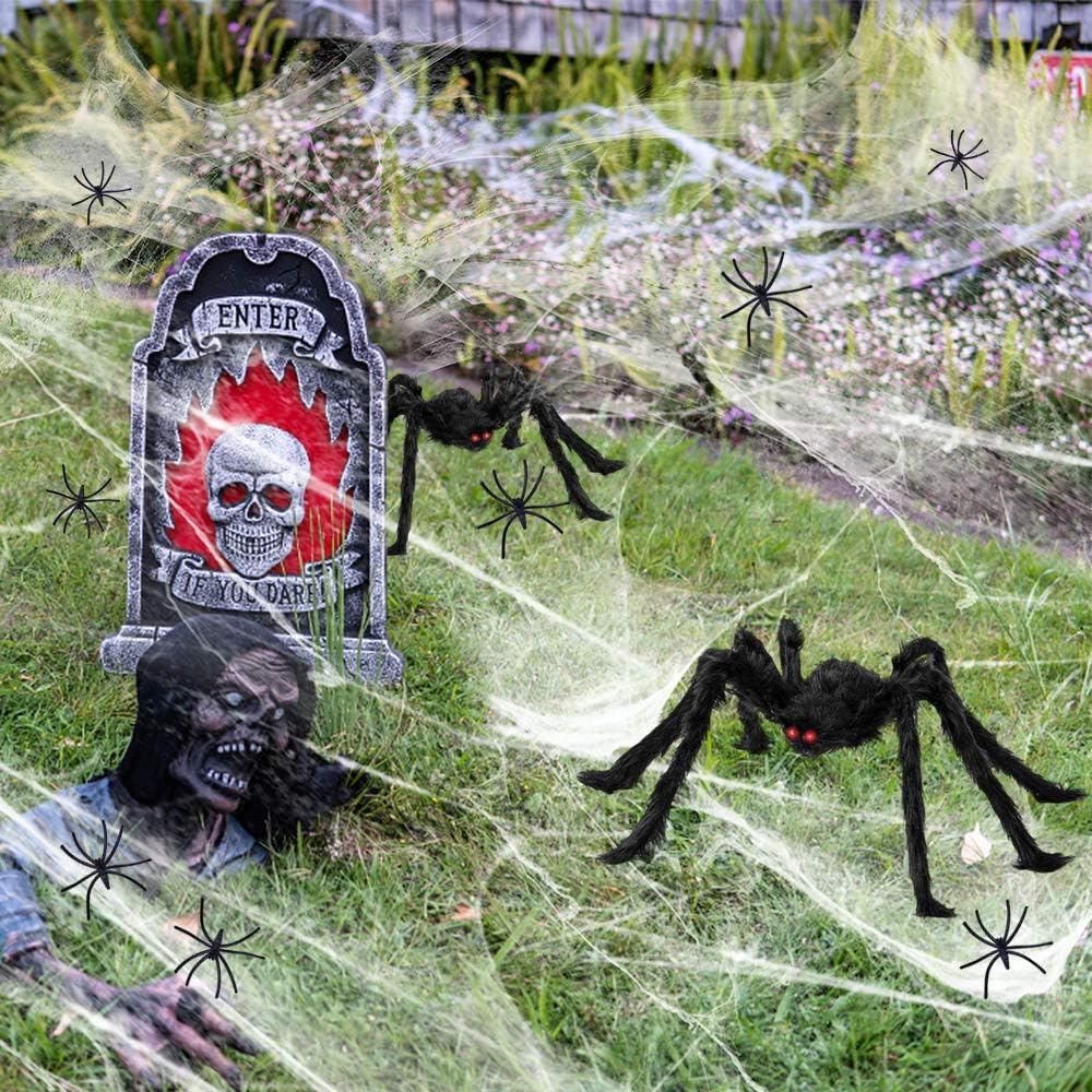 Yostyle Halloween Spider Decorations, 8Pcs Realistic Hairy Spiders Set, Scary Spider Props for Indoor, Outdoor and Yard Creepy Decor (6 Different Sizes): Home & Kitchen