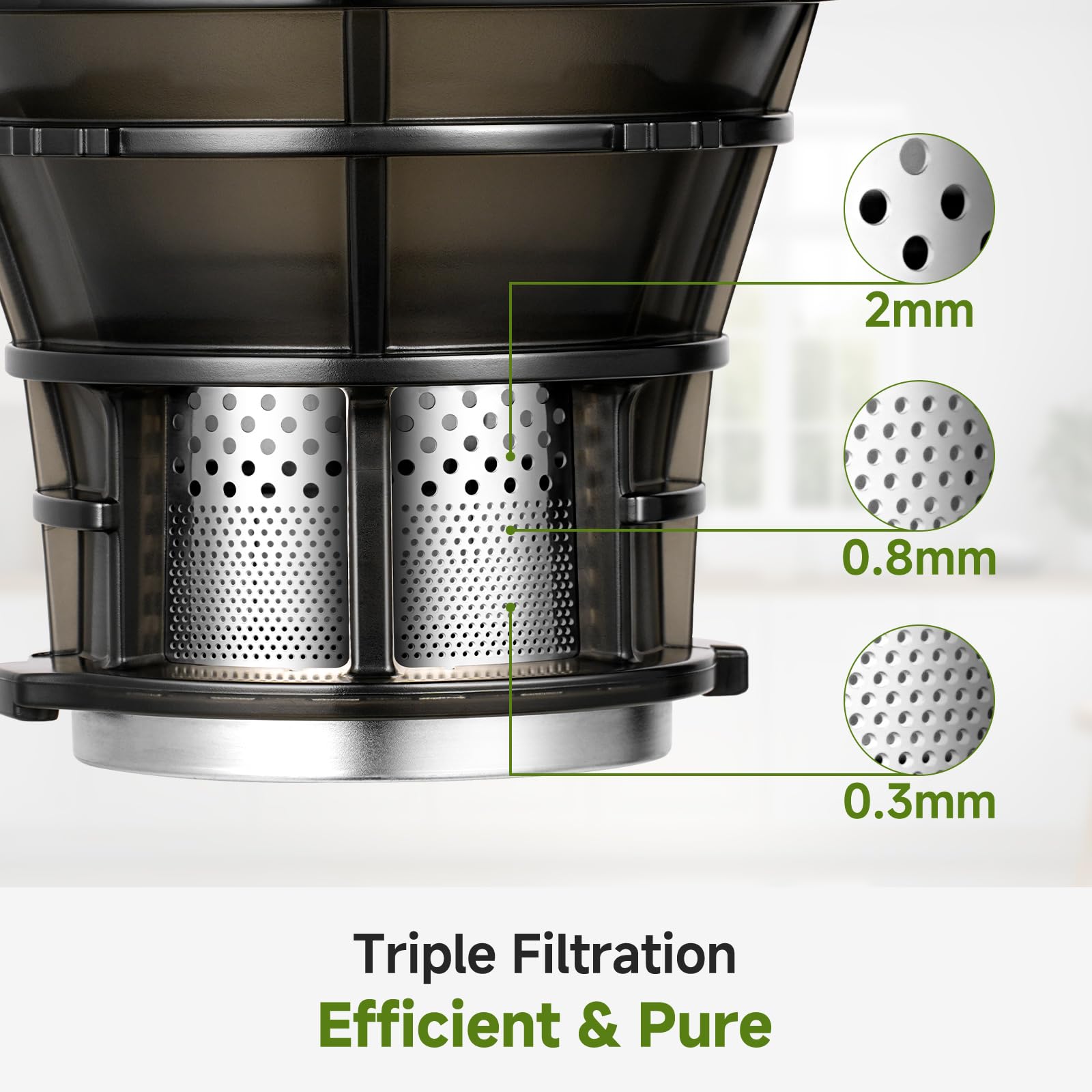 AMZCHEF 250W Automatischer All-In-One Entsafter, 145MM Öffnung und 1,8L entsafter für Gemüse und Obst, Kaltpresse Slow Juicer Testsieger mit Dreifachem Filter - Silber 5