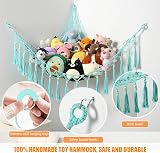 VISATOR Toy Hammock for Stuffed Animals Green Macrame 55x42 inch Corner Net view 6