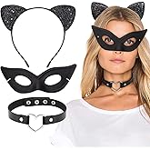 DRESHOW Rhinestone Cat Ears Headbands Kitty Crystal Hair Band for Women Pack of 2 Silver Gold Rhinestone One Size
