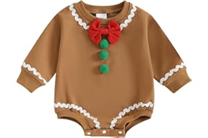 Amiblvowa Unisex Baby Girl Boy Christmas Outfit Long Sleeve Oversized Crewneck Sweatshirt Shirt Bubble Romper Xmas Clothes