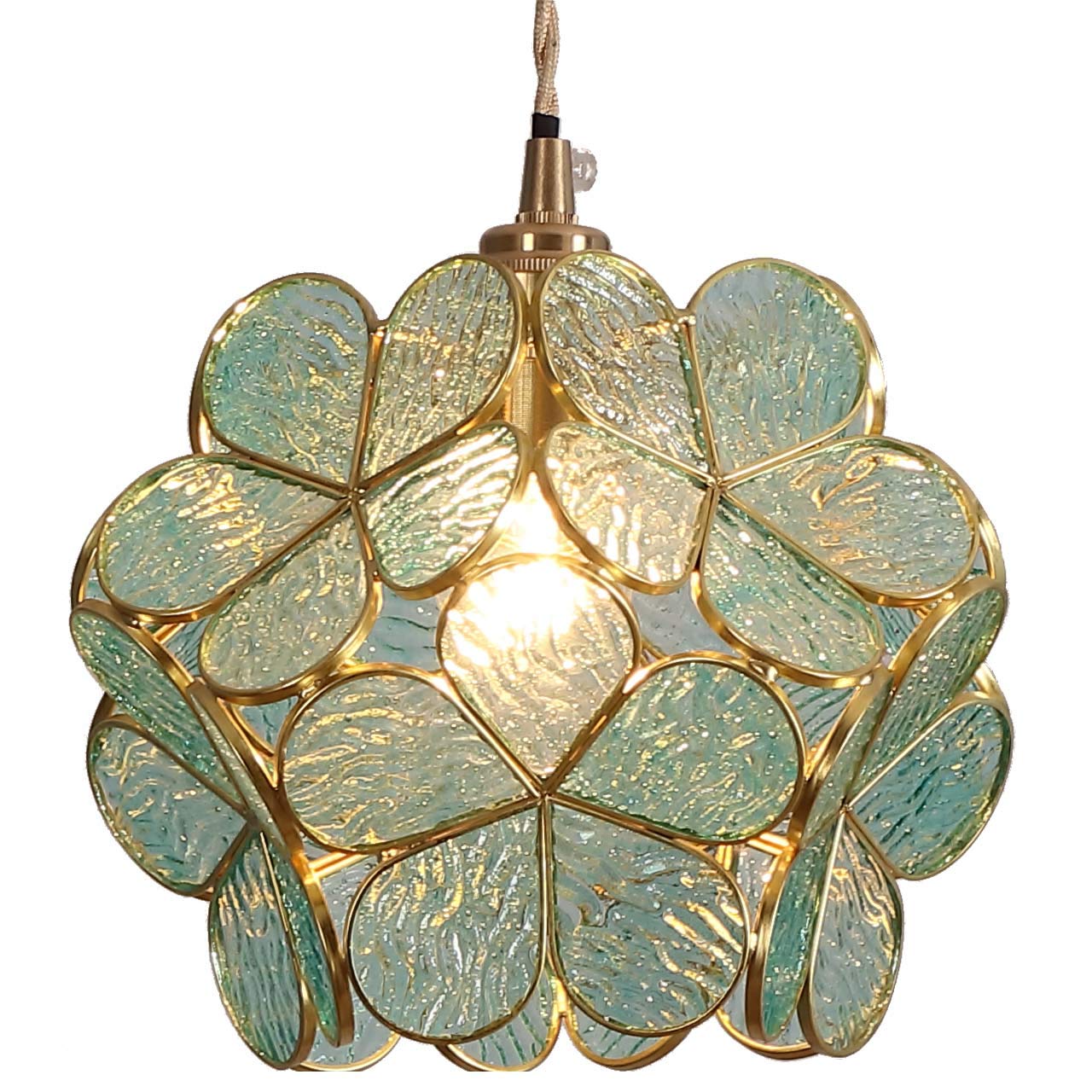 Bieye Petals Tiffany Style Stained Glass Ceiling Pendant Light with 16-inch Wide Lampshade