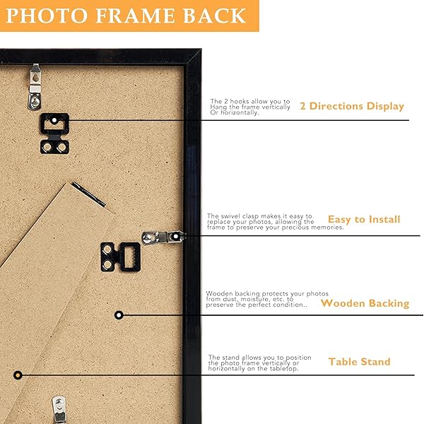 QOTIB 12X20 PICTURE FRAME BLACK FOR WALL MOUNTING, HORIZONTAL AND VERTICAL FORMATS FOR WALL HANGING, WOOD 12X20 FRAME, BLACK, 1 PACK