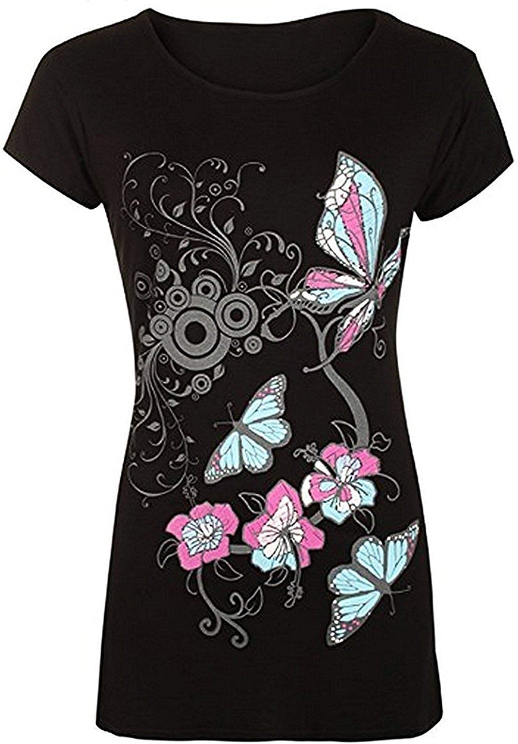 N01 Celebmodelook ® New Womens Designer Plus Size Short Sleeve T-Shirt Ladies Top