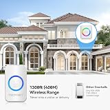 TECKNET Wireless Doorbell IP65 Waterproof 400m 60 Chimes 5 Levels RGB Light view 4