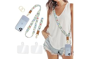 Piefly Phone Lanyard Crossbody Wrist Strap, Bird Cell Phone Lanyards for Around the Neck Wristlet Shoulder, Adjustable Flower Floral Strap for Car Keys Keychain Wallet ID Badge