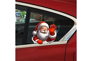 Nouiroy Santa Waving Hand Decal,3D Self-Adhesive Vinyl Sticker for Christmas, Polyvinyl Chloride Car & Window Cling, Suitable for Glass, Metal, Ceramic Surfaces, Fantasy Anime Animal Theme Decoration
