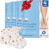 PLANTIFIQUE Korean Foot Mask with Shea Butter 4 Pairs box for Dry & Cracked Feet | Hydrating Socks for Soft Heels | Intense Moisturizing and Repairing Dry Rough Skin | Foot Spa | Happy Feet Mask