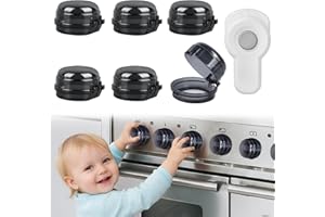 6-Pack Stove Knob Covers for Child Safety - Upgraded Universal Size Press Gas Stove Covers with Adhesive - Heat-Resistant Chi