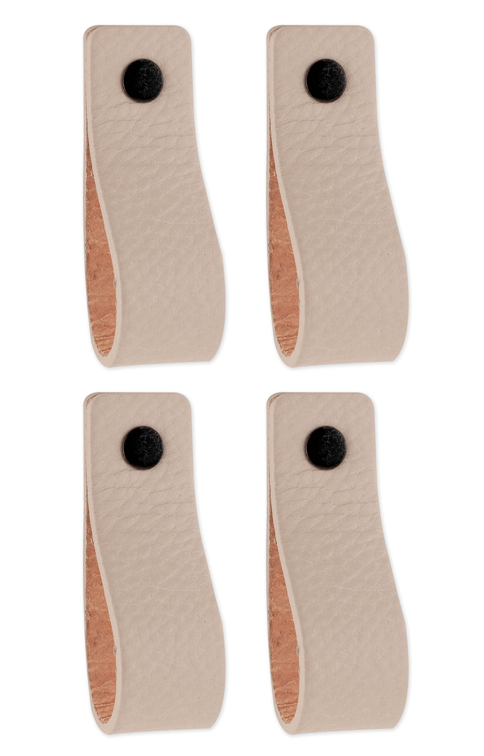 Brute Strength - Leather Handles for Furniture - Light Grey - 4 pcs - 16,5 x 2,5 cm - Cabinet Handle, Door Handle for Kitchen, Bathroom, cabinets, Dresser, Wood — image 1