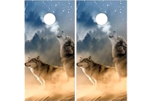 Styubn Cornhole Board Wraps Wolves Cornhole Skins for Boards,Skin Decal Vinyl Wrap for Cornhole Game Board Bag Toss (2xpcs.)
