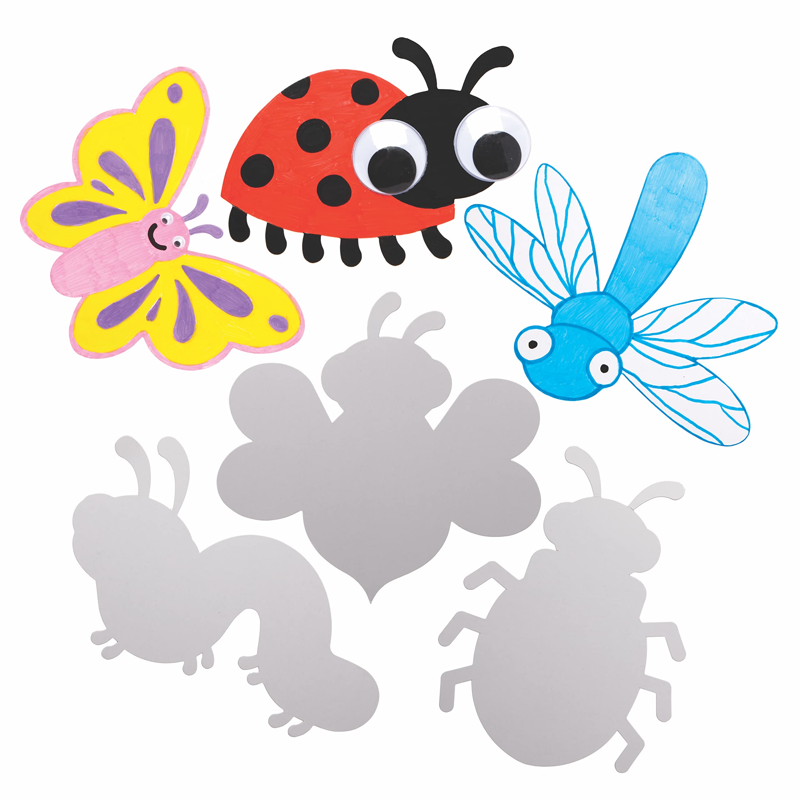 Baker Ross AX823 Bug Cards - Pack of 30, Perfect for Children to Decorate, Ideal Outdoor Craft Project for School, Home and Craft Groups