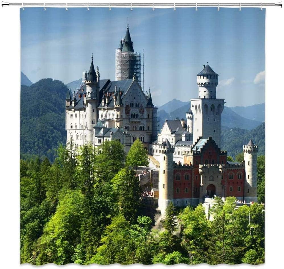 QAZX Alemania Neuschwanstein Castillo Decoración Cortina de Ducha