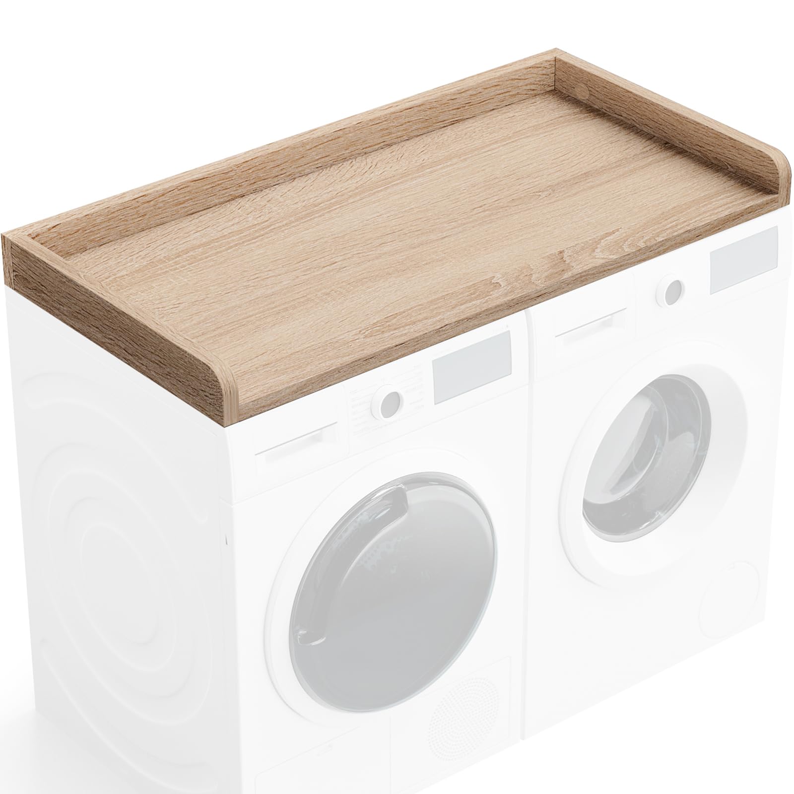 Photo 1 of *** BROKEN BOARD *** Sareda Washer Dryer Countertop 27.5" W x 54" L Laundry countertop for Storage and Organization with Edge Rails, Oak