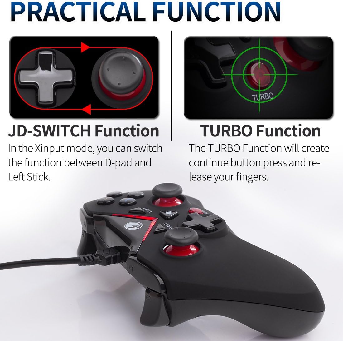 IFYOO-V108-Red V-one Wired USB Gaming Controller Gamepad Joystick for PC (Windows XP/7/8/10) & Steam & Android & PS3 - [Red]: Computers & Accessories