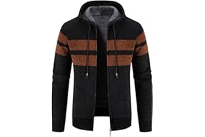 Kinkia Men's Zip Up Hooded Fleece Cardigan Sweater Winter Warm Sherpa Lined Jacket Coat Hoodies with Pockets