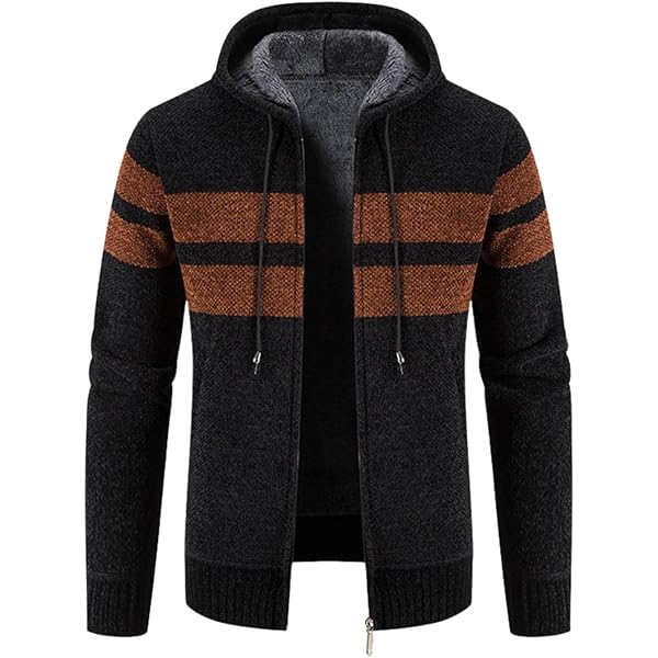 Zaitun Men's Full Zip Up Hooded Cardigan Sweater with